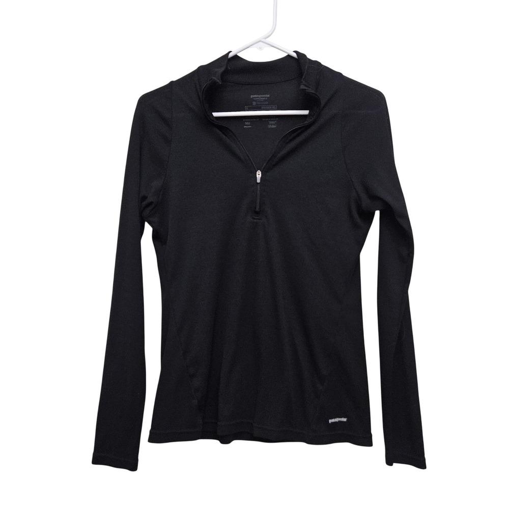 Patagonia Capilene 2 Base Layer Women S Black Quarter Zip Long Sleeve Hiking Top